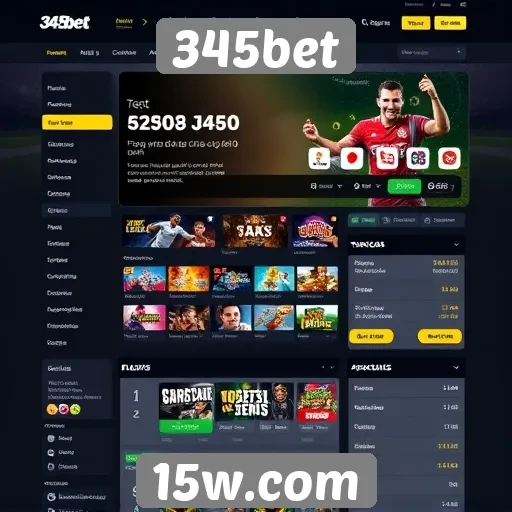 Interface e design do site 345bet